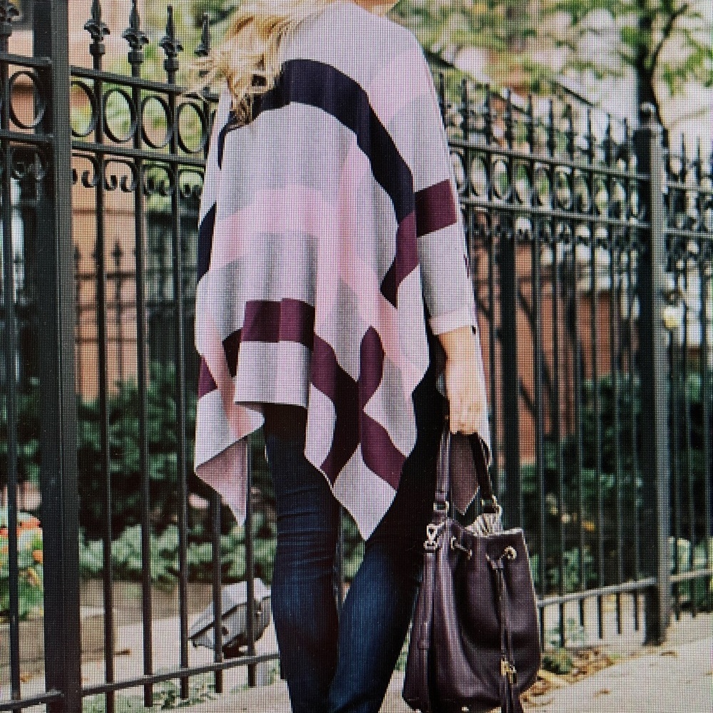 NWT Talbots waterfall cape One Size Gray/Plum/Pink/Purple